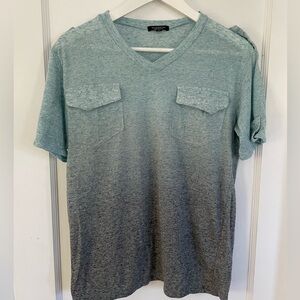 Men’s Mission Ombré Heathered Blue to Black T-Shirt Chest pockets slim fit large